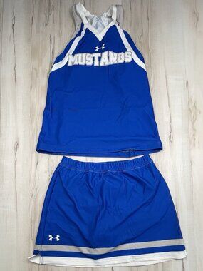 UNDER ARMOUR Elite Sportswear Womens AM Medium Blue Mustangs 2pc Cheer OUTFIT